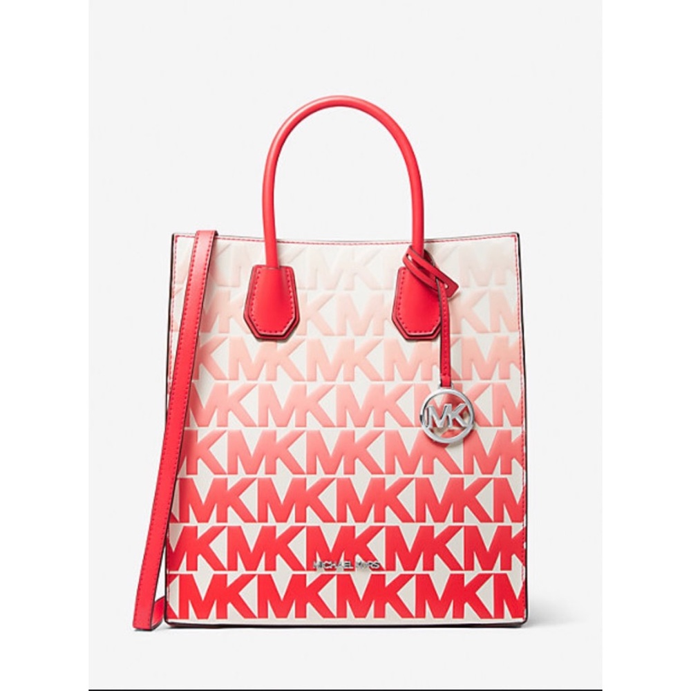 NWT Michael Kors Mercer Medium Red Graphic Logo Print Crossbody Bag